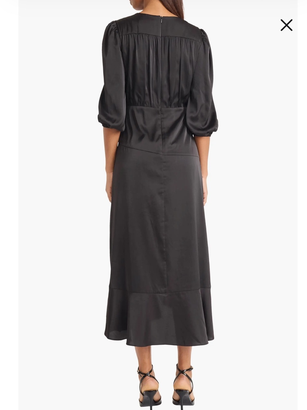 BNWT Donna Morgan Front Tie Satin Midi Dress- Black - Picture 3 of 7